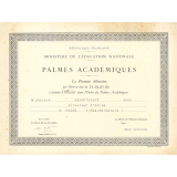 Diplôme d'Officier dans l'Ordre des Palmes Académiques. 