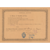 Diplôme de Mention Honorable de l'Enseignement du Premier Degré. 