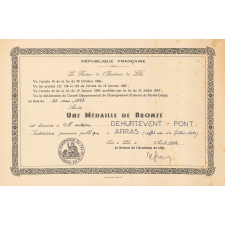 Diplôme de médaille de bronze de l'Enseignement du Premier Degré.