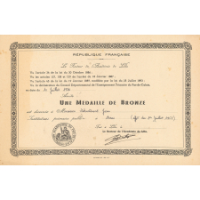 Diplôme de médaille de bronze de l'Enseignement du Premier Degré.