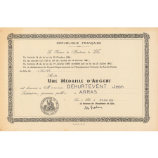 Diplôme de médaille d'argent de l'Enseignement du Premier Degré.
