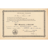 Diplôme de médaille d'argent de l'Enseignement du Premier Degré. 
