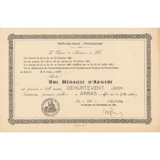 Diplôme de médaille d'argent de l'Enseignement du Premier Degré.