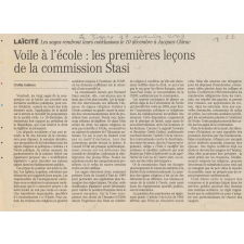 Voile à l'école: les premières leçons de la commission Stasi. 