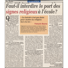Faut-il interdire le port des signes religieux à l'école?
