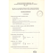 Synthèse d'information sur le département de l'Hérault. Instruction Primaire Eléméntaire. 1881. Première partie.
