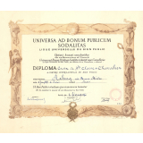 Universa ad Bonum Publicum Solidalitas. Ligue Universelle du Bien Public. Optimis humani consulentibus. Aux meilleurs serviteurs de l'humanité. Diploma.