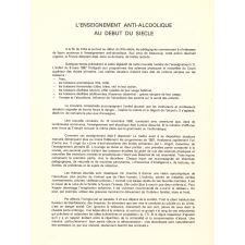 Cahiers d'histoire de l'enseignement. Extrait : L'enseignement anti-alcoolique au début du siècle.  N°7. 1979. Académie de Rouen. Annales du Centre Régional de Documentation Pédagogique de Rouen.