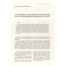 Les Instituteurs et l'introduction du travail manuel dans les écoles primaires de garçons du XIXe siècle.
