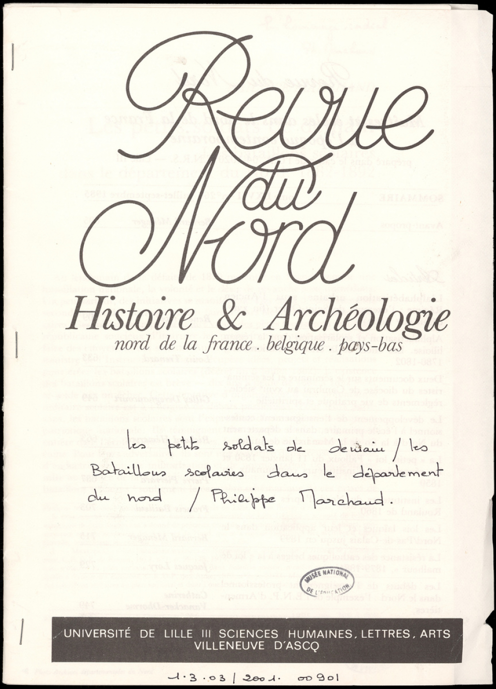 Les Petits soldats de demain. Les bataillons scolaires dans le département du Nord. 1882-1892.