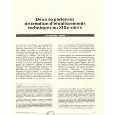 Deux expériences de création d'établissements techniques au XIXe siècle.