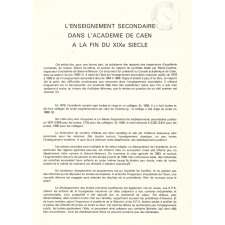 L'Enseignement secondaire dans l'Académie de Caen à la fin du XIXe siècle.