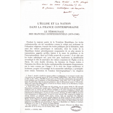 L'église et la Nation dans la France contemporaine. Le témoignage des manuels confessionnels (1870-1940).