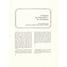 L'histoire de l'éducation : un renouveau, in L'Ecole et la Vie, N°8 (mai 1981).