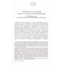 L'Eglise et la nation dans la France contemporaine. Le témoignage des manuels confessionnels (1870-1940).