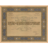 Société Nationale de Tir des Communes de France. Diplôme de Membre-Correspondant.