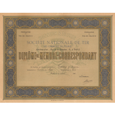 Société Nationale de Tir des Communes de France. Diplôme de Membre-Correspondant.