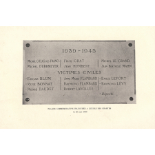 Brochure de l'inauguration d'une plaque commémorative des Archivistes paléographes et des Élèves de l'École des Chartes victimes de la guerre. 
