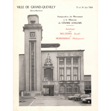 Brochure de la municipalité de Grand-Quevilly portant sur l'inauguration du monument Césaire Levillain et sur deux jumelages.
