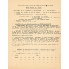 Programme de l'inauguration de la Colonie Marie-Madeleine Charrier, dite Colonie du Porteau.