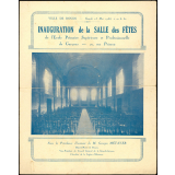 Programme de l'inauguration de la Salle des Fêtes de l'École Primaire Supérieure et Professionnelle de Garçons, Rue Poisson à Rouen. 