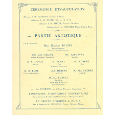 Programme de l'inauguration de la Salle des Fêtes de l'École Primaire Supérieure et Professionnelle de Garçons, Rue Poisson à Rouen. 