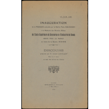 Discours d'inauguration de la fresque à la mémoire des Anciens Elèves de l'Ecole Supérieure de Commerce et d'Industrie de Rouen morts pour la France au cours de la guerre 1914-1918.