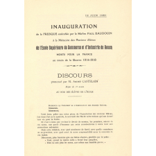 Discours d'inauguration de la fresque à la mémoire des Anciens Elèves de l'Ecole Supérieure de Commerce et d'Industrie de Rouen morts pour la France au cours de la guerre 1914-1918. 