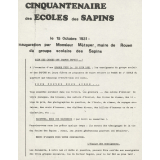 Lettre d'appel à témoignages en vue du cinquantenaire des Écoles des Sapins. 