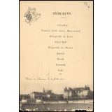 Menu du repas du cinquantenaire de la bénédiction de la chapelle du château de Mesnières. 