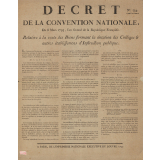 Décret de la Convention Nationale, Du 8 Mars 1793, l'an second de la République Françoise. Relative à la vente des Biens formant la dotation des Collèges et autres établissements d'Instruction publique.
