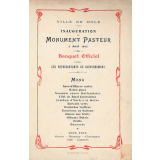 Menu du banquet officiel de l'inauguration du Monument Pasteur à Dole