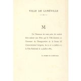 Invitation aux fêtes données par la ville de Lunéville à l'occasion de l'inauguration de la statue de l'Abbé Grégoire. 