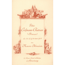 Programme de la Fête caritative Erckmann-Chatrian (Bazar costumé) des 22, 23 et 24 mai 1908.