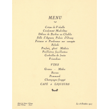 Menu du banquet du centenaire de la naissance de Villemin. 