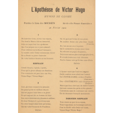Chant composé à l'occasion du centenaire de la naissance de Victor Hugo.