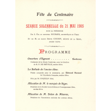 Programme de la fête données à l'occasion du centenaire du Collège Stanislas. 