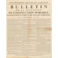 Département de Lot et Garonne - Bulletin de la situation de l'Instruction Publique dans le département du Lot et Garonne, Au 15 Messidor, An VI.