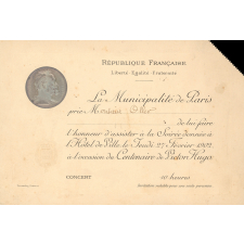 Programme et invitations à la soirée du centenaire de la naissance de Victor Hugo donnée à l'Hôtel de Ville de Paris le 27 février 1902.