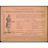 Carton d'invitation à l'inauguration de la statue de Rousseau au Panthéon le 3 février 1889. 