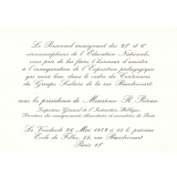 Carton d'invitation à l'inauguration de l'exposition pédagogique des 23ème et 6ème circonscriptions de l'Éducation Nationale. 
