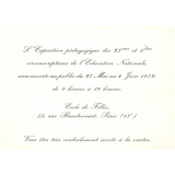 Carton d'invitation à l'exposition pédagogique des 23ème et 6ème circonscriptions de l'Éducation Nationale. 