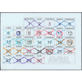 Calendrier du mois d'avril