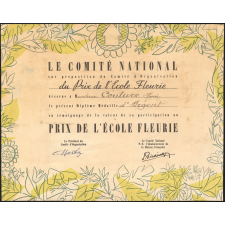 Diplôme-Médaille d'argent du Prix de l'École Fleurie.