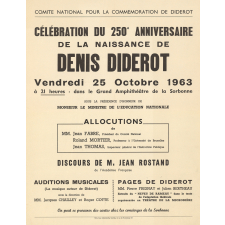 Célébration du 250ème anniversaire de la naissance de Denis Diderot - Vendredi 25 Octobre 1963.