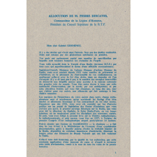 Brochure de remise de la Croix de Chevalier de la Légion d'Honneur. 