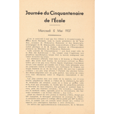 Brochure du cinquantenaire de l'École Normale d'Institutrices d'Orléans.
