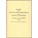 Brochure de remise de la Cravate de Commandeur de la Légion d'Honneur au Recteur Capelle. 