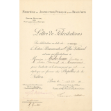 Lettre de Félicitations du Ministre de l'Instruction Publique te des Beaux-Arts. 