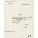 Lettre notifiant l'obtention de la Croix d'Officier des Palmes Académiques. 